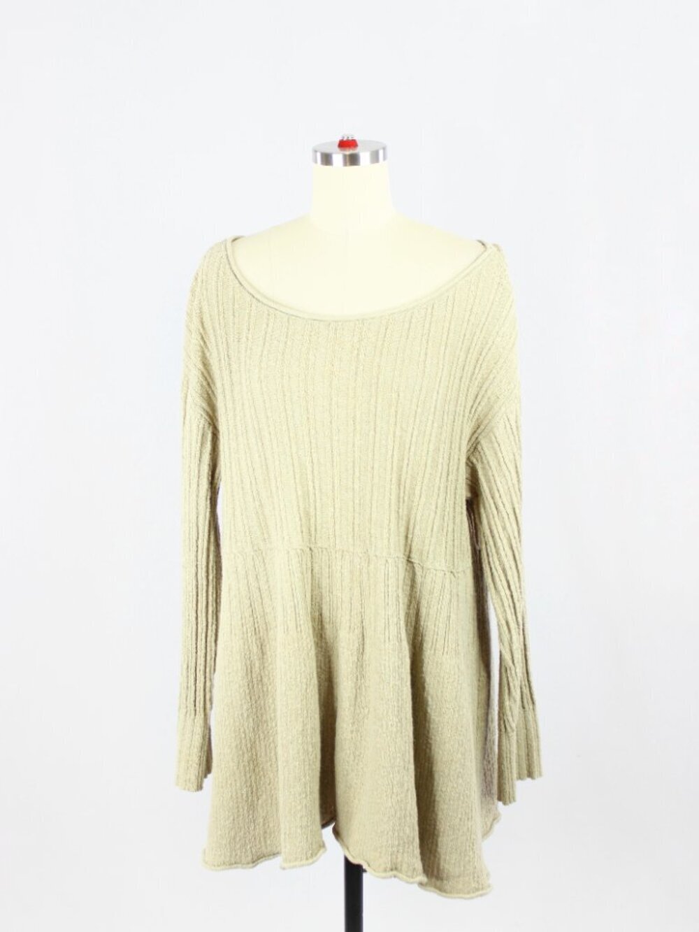 FREE PEOPLE BEACH Delancey Beige Cotton Blend Knit Cover-Up Sweater, Size M
